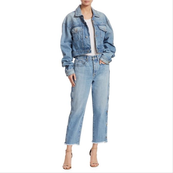 Jonathan Simkhai Manfriend Button Down Wide Leg Jeans - Picture 2 of 15